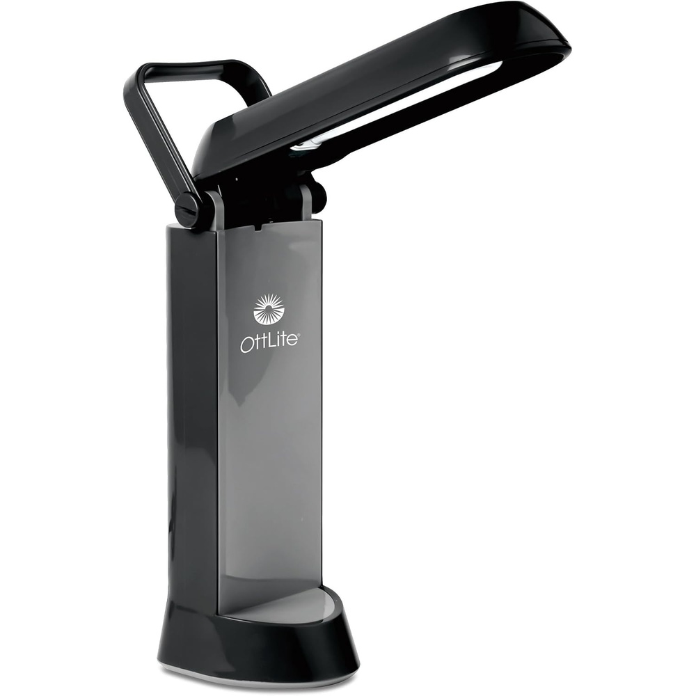 image:imageOttLite Folding Task Lamp White MultiPosition Shade FoldUp Design Portable Handle Low Heat amp Low Glare Illumination Fits on Desks amp WorkstationsBlack