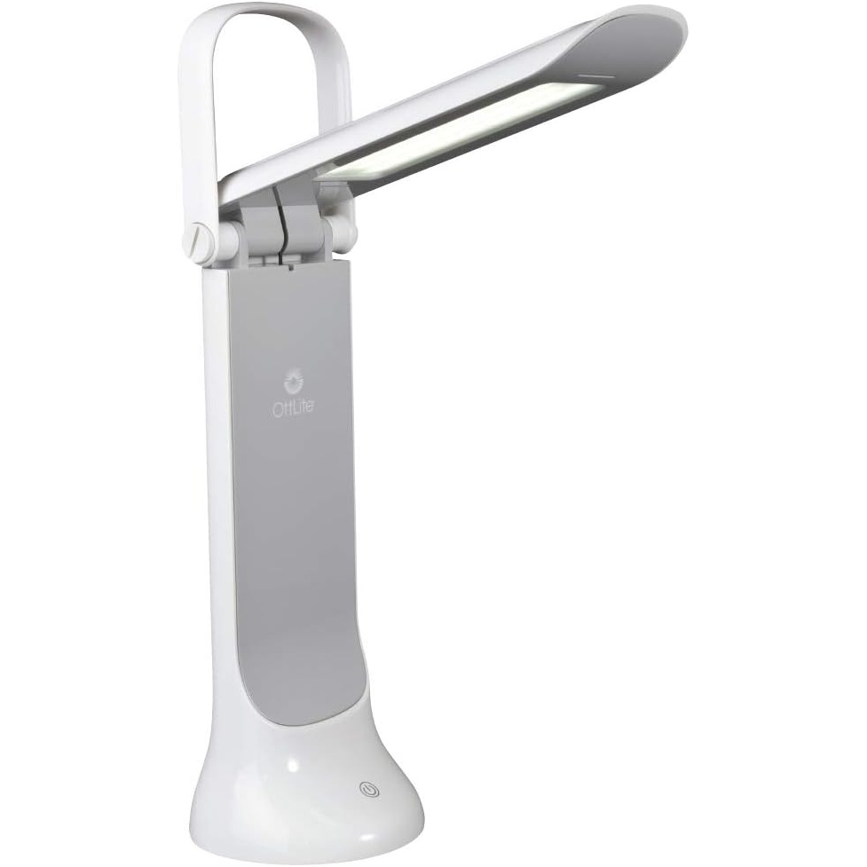 image:imageOttLite Folding Task Lamp White MultiPosition Shade FoldUp Design Portable Handle Low Heat amp Low Glare Illumination Fits on Desks amp WorkstationsLED White