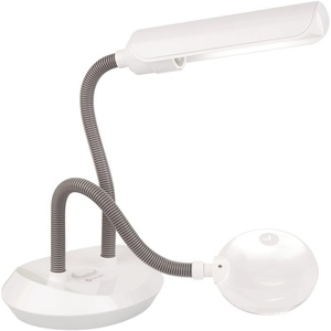 OttLite Duoflex Magnifier Lamp, 13 Watt Flourescent Light, White – 2X Optical Grade Magnification, 5X Spot Magnifier, Flexible Neck Height, Modern Design, for Needlework & Crafting